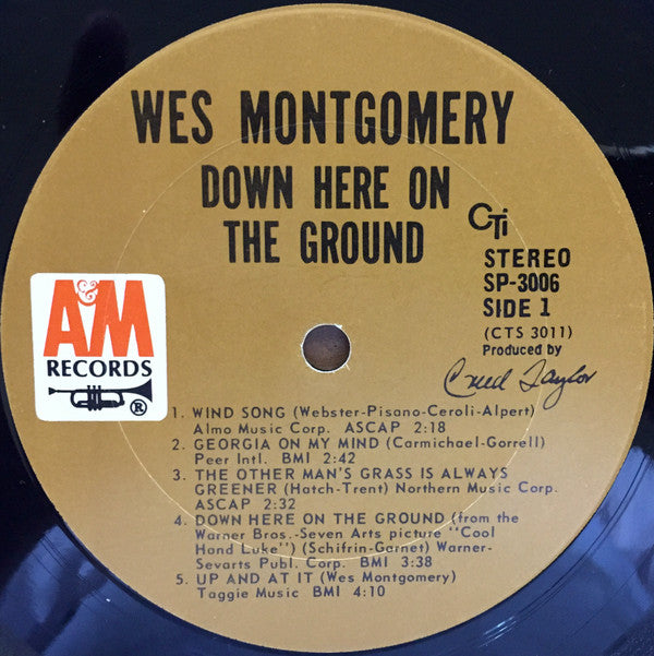 Wes Montgomery : Down Here On The Ground (LP, Album, Gat)