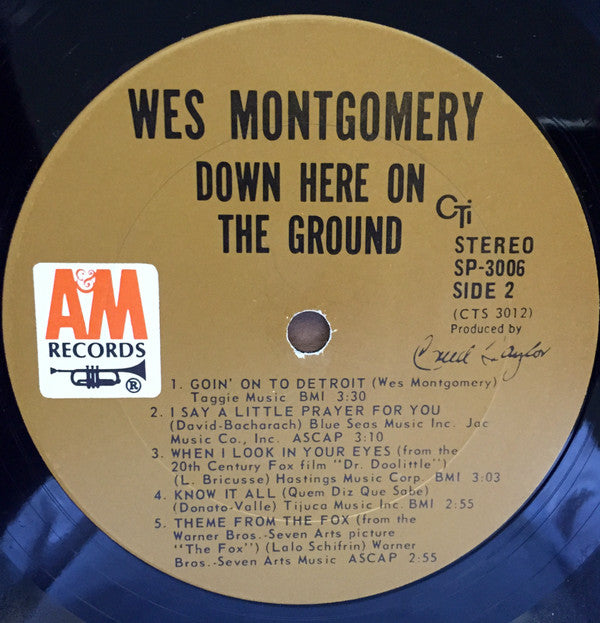 Wes Montgomery : Down Here On The Ground (LP, Album, Gat)