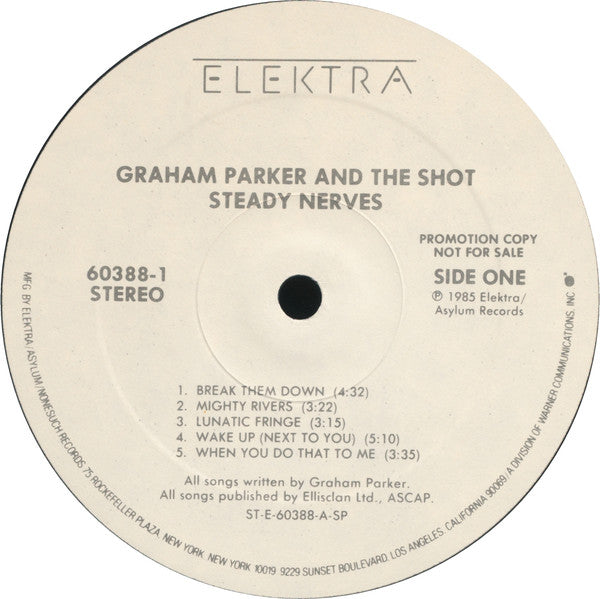 Graham Parker And The Shot : Steady Nerves (LP, Album, Promo)