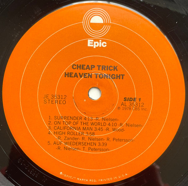 Cheap Trick : Heaven Tonight (LP, Album, Glo)