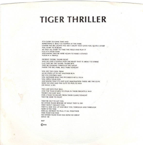 Family Portrait (4) : Tiger Thriller (7")