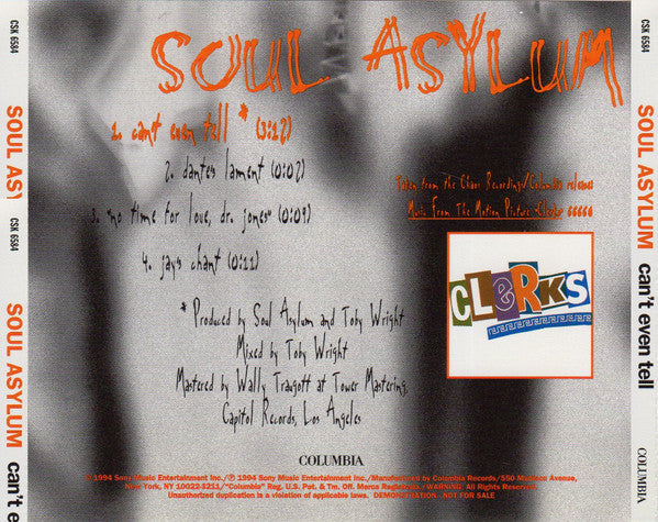 Soul Asylum (2) : Can't Even Tell (CD, Single, Promo)