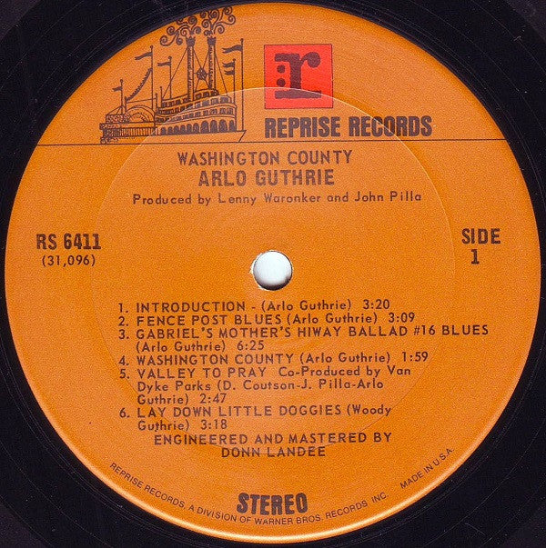 Arlo Guthrie : Washington County (LP, Album, San)