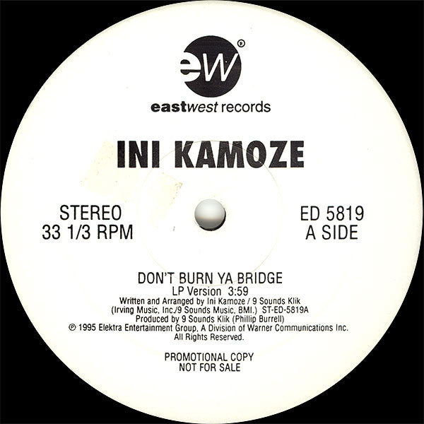 Ini Kamoze : Don't Burn Ya Bridge (12", Promo)