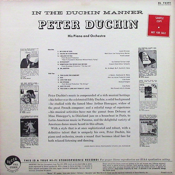 Peter Duchin His Piano And Orchestra* : In The Duchin Manner (LP, Album)