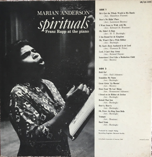 Marian Anderson, Franz Rupp : He's Got The Whole World In His Hands  And  18 Other Spirituals (LP, Mono, Gat)
