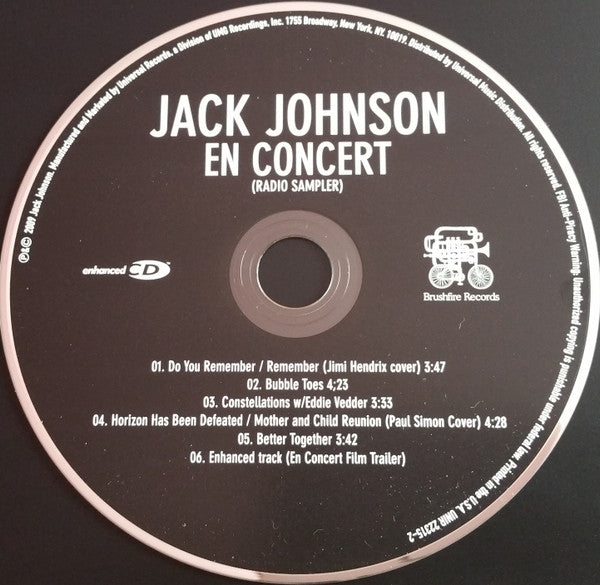 Jack Johnson : En Concert (Radio Sampler) (CD, Enh, Smplr)