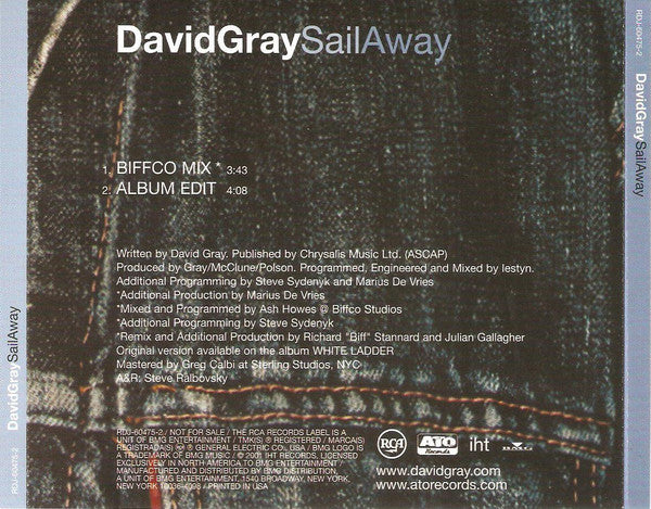 David Gray : Sail Away (CD, Single, Promo)