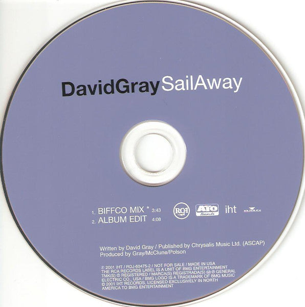 David Gray : Sail Away (CD, Single, Promo)