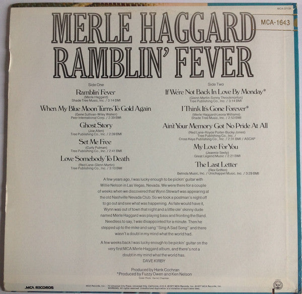 Merle Haggard : Ramblin' Fever (LP, Album, RE)