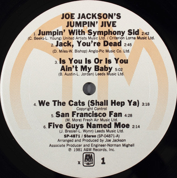 Joe Jackson's Jumpin' Jive : Joe Jackson's Jumpin' Jive (LP, Album, x -)