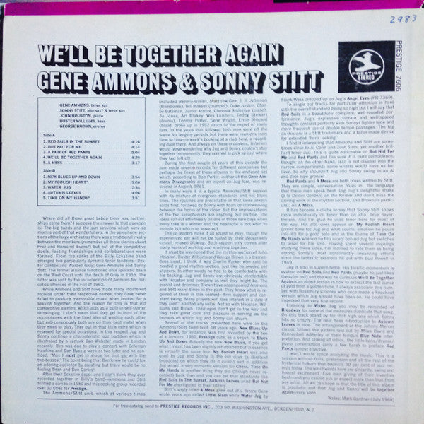 Gene Ammons / Sonny Stitt : We'll Be Together Again (LP, Album, RE)