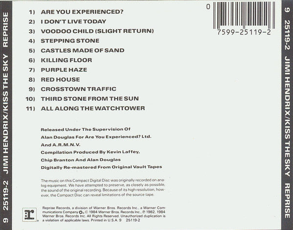 Jimi Hendrix : Kiss The Sky (CD, Comp, RE, RM)