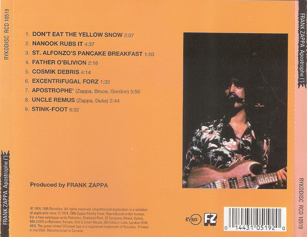 Frank Zappa : Apostrophe (') (CD, Album, RE, RM)
