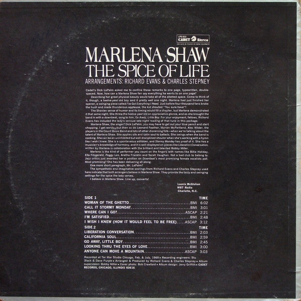 Marlena Shaw : The Spice Of Life (LP, Album, RP)