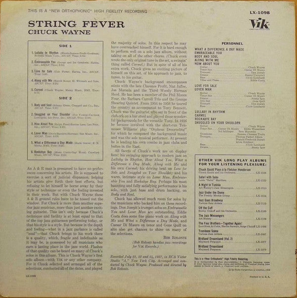 Chuck Wayne : String Fever (LP, Album, Mono)