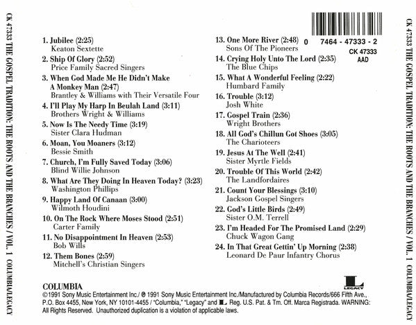 Various : The Gospel Tradition: The Roots And The Branches, Vol.1 (CD, Comp)