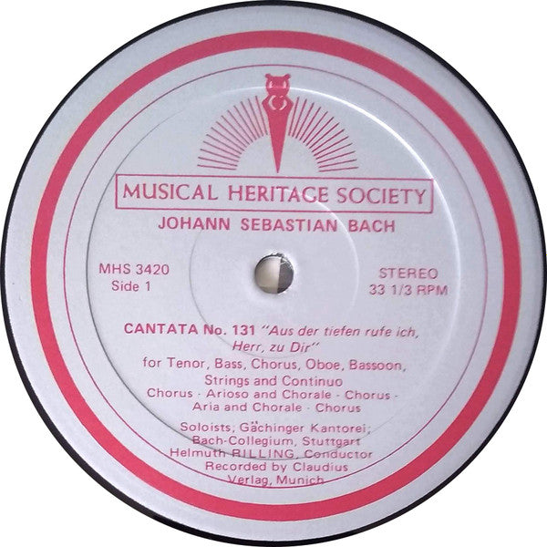 Johann Sebastian Bach - Gächinger Kantorei Stuttgart, Bachcollegium Stuttgart, Eva Csapó, Hanna Schwarz, Adalbert Kraus, Wolfgang Schöne, Helmuth Rilling : Cantata No. 131, "Aus Der Tiefen Rufe Ich, Herr, Zu Dir" / Cantata No. 106, "Gottes Zeit Ist Die Allerbeste Zeit" (LP)