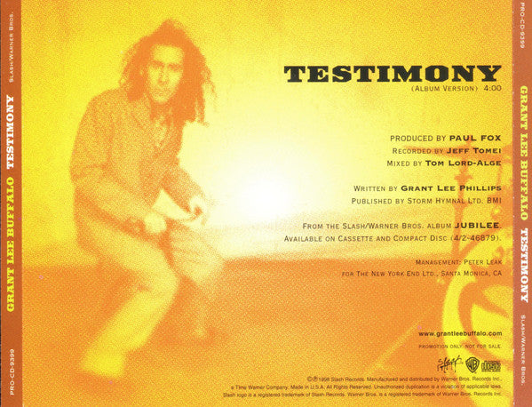 Grant Lee Buffalo : Testimony (CD, Single, Promo)
