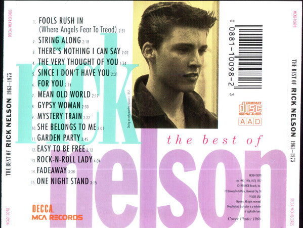 Ricky Nelson (2) : The Best Of Rick Nelson 1963-1975 (CD, Comp, RM)