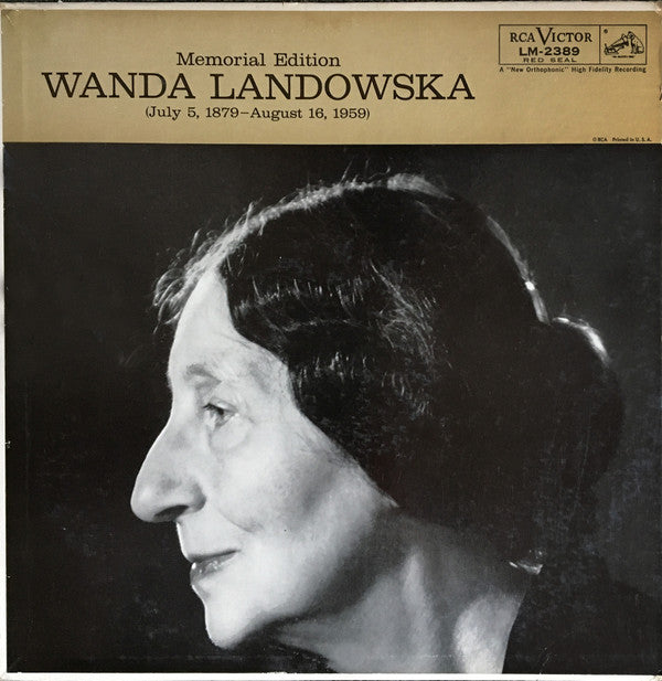 Wanda Landowska : Memorial Edition (LP, Album, Mono)