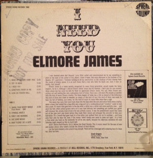 Elmore James : I Need You (LP, Album, Mono, Promo)