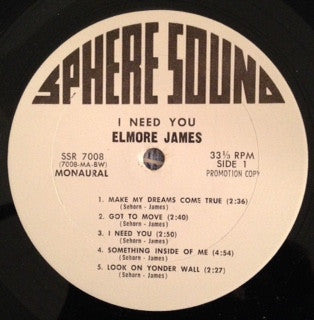 Elmore James : I Need You (LP, Album, Mono, Promo)