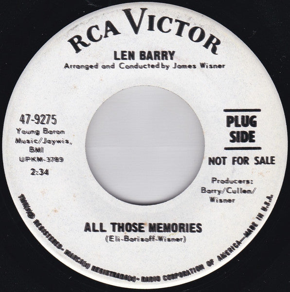 Len Barry : All Those Memories / Rainy Side Of The Street (7", Single, Promo)