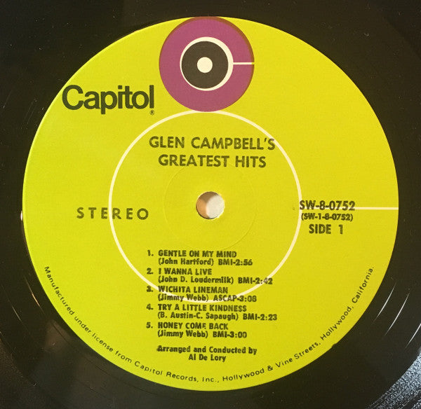 Glen Campbell : Glen Campbell's Greatest Hits (LP, Comp, RE)