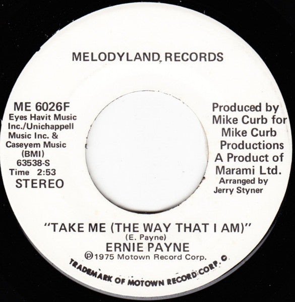 Ernie Payne : Take Me (The Way That I Am) (7", Single, Mono, Promo)