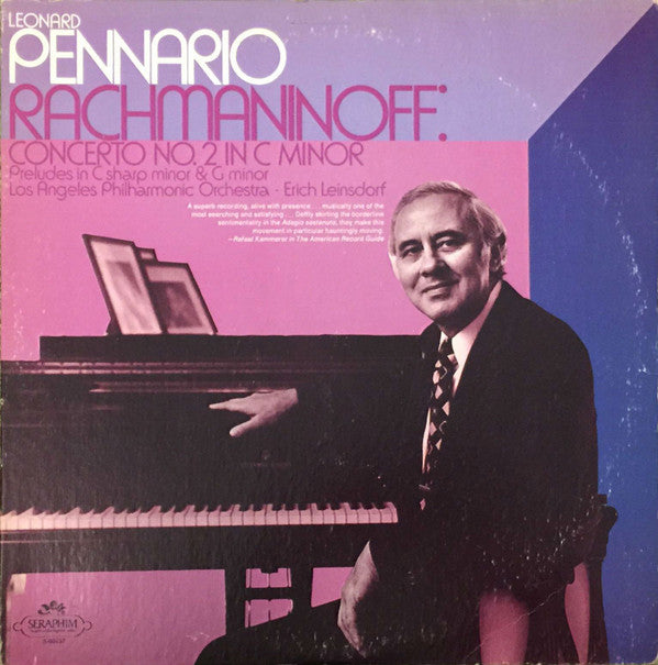 Leonard Pennario, Sergei Vasilyevich Rachmaninoff, Los Angeles Philharmonic Orchestra, Erich Leinsdorf : Concerto No. 2 In C Minor / Preludes In C Sharp Minor & G Minor (LP, Album)