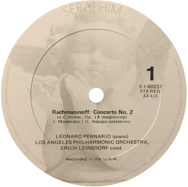 Leonard Pennario, Sergei Vasilyevich Rachmaninoff, Los Angeles Philharmonic Orchestra, Erich Leinsdorf : Concerto No. 2 In C Minor / Preludes In C Sharp Minor & G Minor (LP, Album)