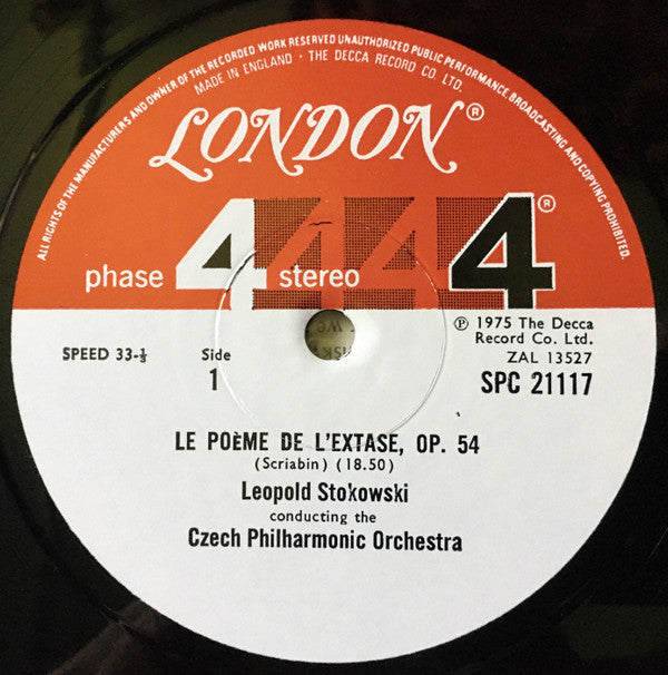 Alexander Scriabine / Nikolai Rimsky-Korsakov / Antonín Dvořák, The Czech Philharmonic Orchestra / New Philharmonia Orchestra, Leopold Stokowski : Poem of Ecstasy / Capriccio Espagnol / Slavonic Dance In E, Op. 72, No. 2 (LP, Album)