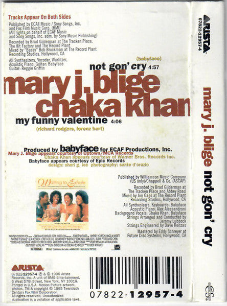 Mary J. Blige : Not Gon' Cry  (Cass, Single)