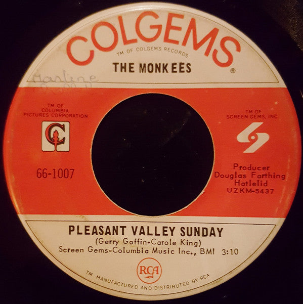 The Monkees : Pleasant Valley Sunday / Words (7", Single)