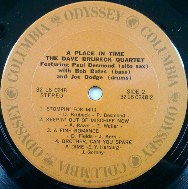The Dave Brubeck Quartet : A Place In Time (LP, Album, RE)