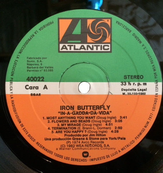 Iron Butterfly : In-A-Gadda-Da-Vida (LP, Album, RE)