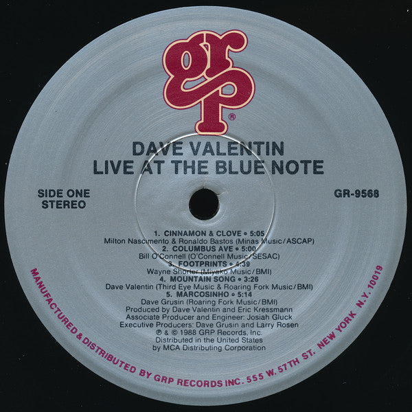 Dave Valentin : Live At The Blue Note (LP, Album, RE)
