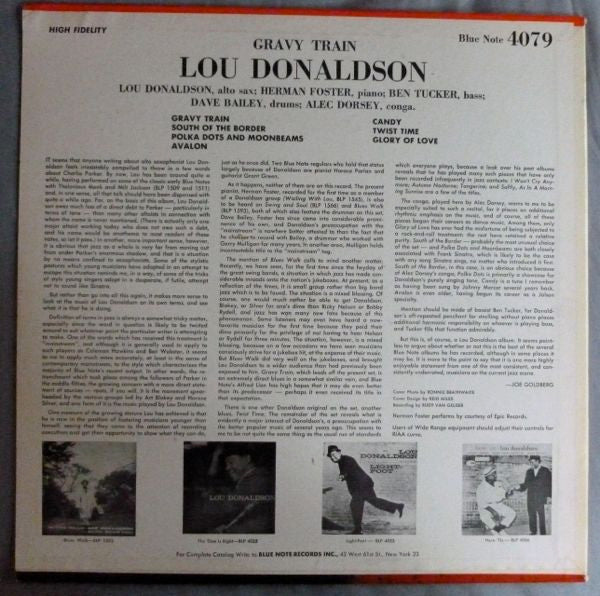 Lou Donaldson : Gravy Train (LP, Album, Mono, No )