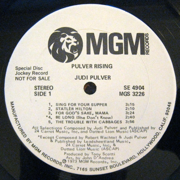 Judi Pulver : Pulver Rising (LP, Album, Promo)