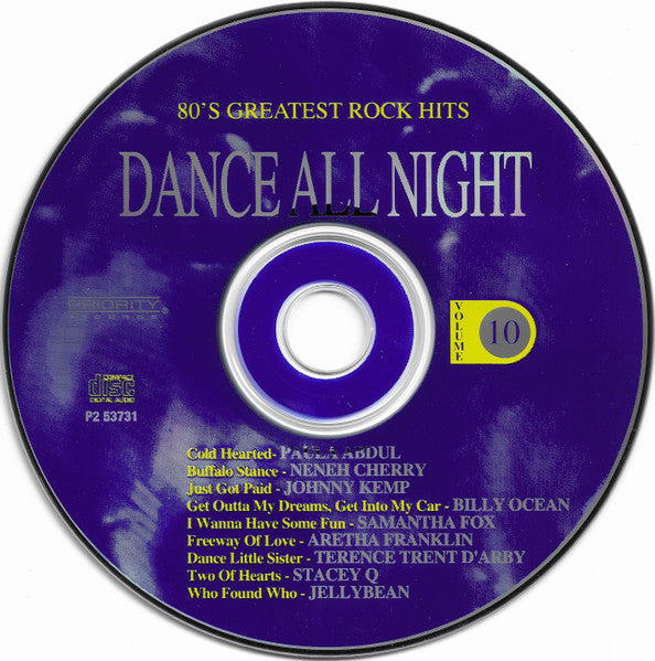 Various : The 80's Greatest Rock Hits Volume 10 Dance All Night (CD, Comp)