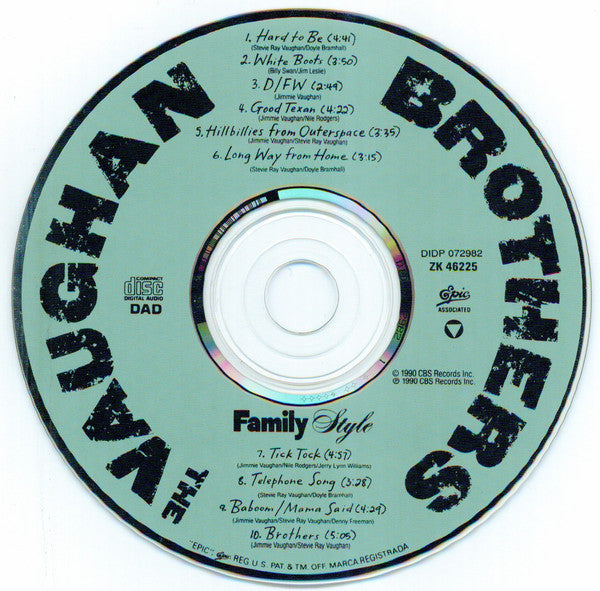 The Vaughan Brothers : Family Style (CD, Album, DAD)
