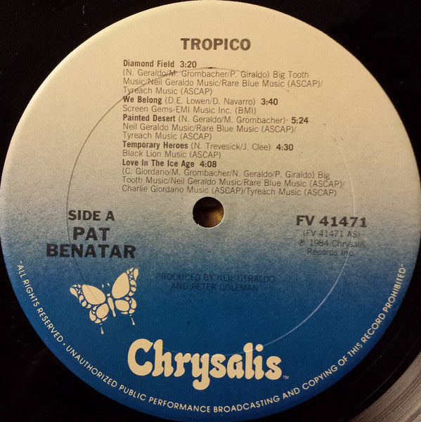 Pat Benatar : Tropico (LP, Album, Club, Col)
