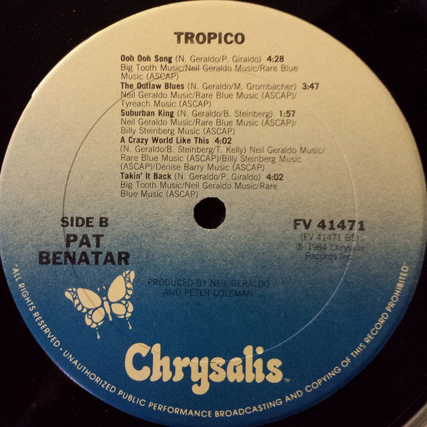 Pat Benatar : Tropico (LP, Album, Club, Col)