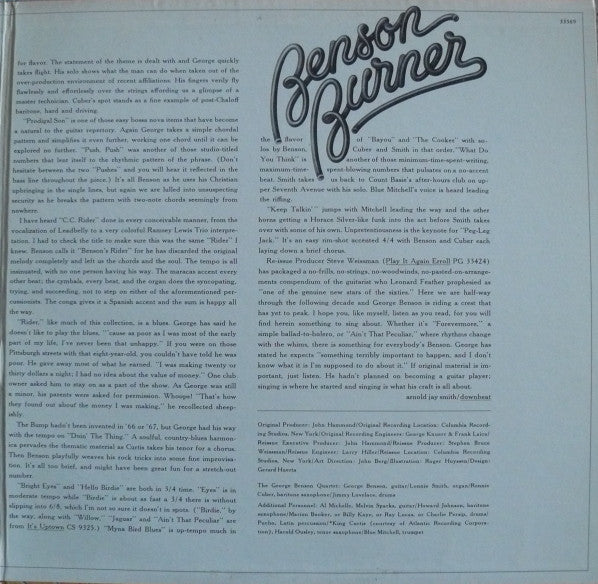 George Benson : Benson Burner (2xLP, Album, Pit)