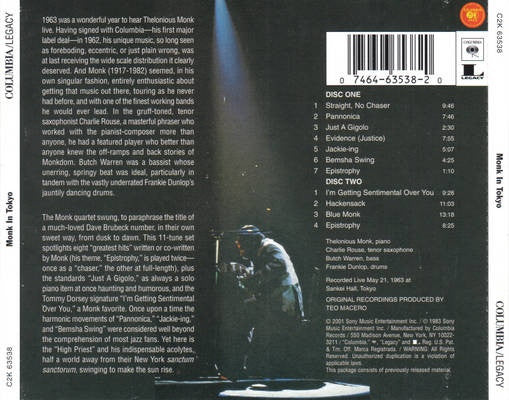 Thelonious Monk : Monk In Tokyo (2xCD, Album, RE, RM)