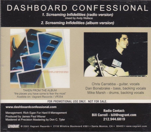 Dashboard Confessional : Screaming Infidelities (CD, Single, Promo)