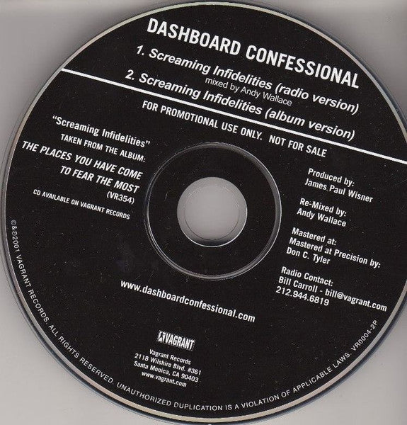 Dashboard Confessional : Screaming Infidelities (CD, Single, Promo)