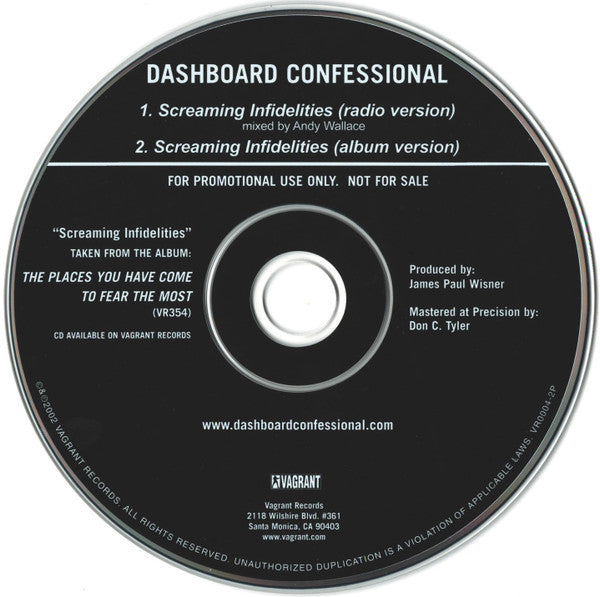 Dashboard Confessional : Screaming Infidelities (CD, Single, Promo)