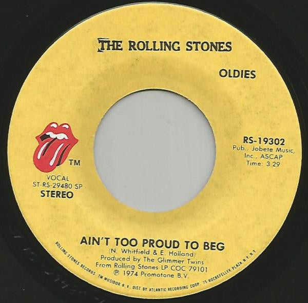 The Rolling Stones : Ain't Too Proud To Beg (7", Single, RE)
